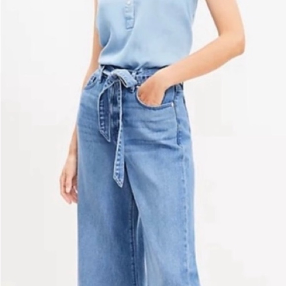 NWT Loft Women's The Palazzo High Rise Wide leg Jeans - Picture 2 of 8